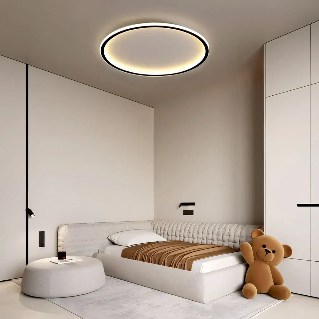 Ceiling Light Metal LED 12 in White Black Modern Living Room Bedroom Pendant Lamp Adjustable Color Temperatures | Kalsten