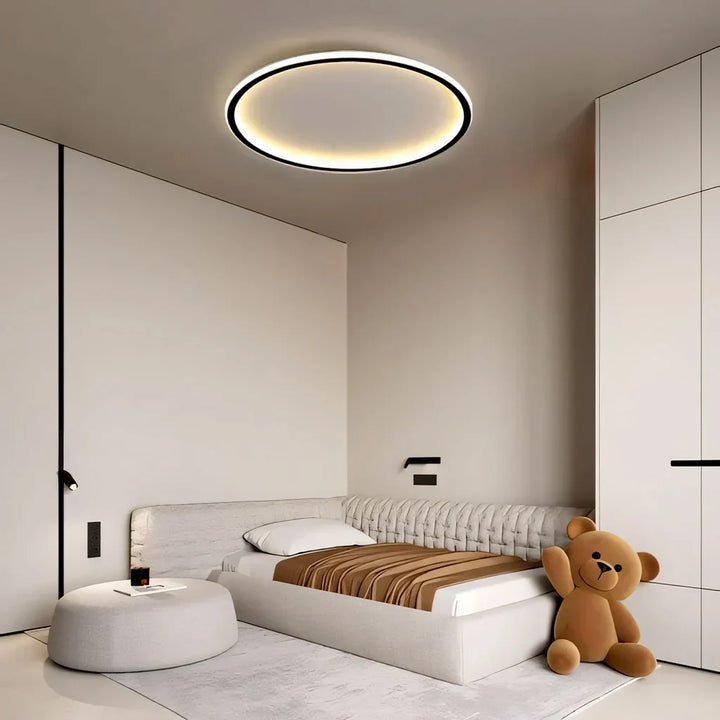 Ceiling Light Metal LED 12 in White Black Modern Living Room Bedroom Pendant Lamp Adjustable Color Temperatures | Kalsten