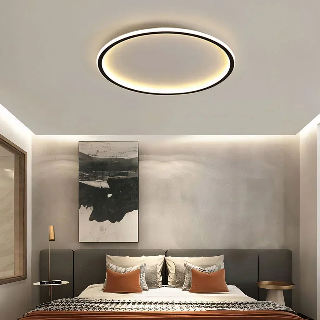 Ceiling Light Metal LED 12 in White Black Modern Living Room Bedroom Pendant Lamp Adjustable Color Temperatures | Kalsten