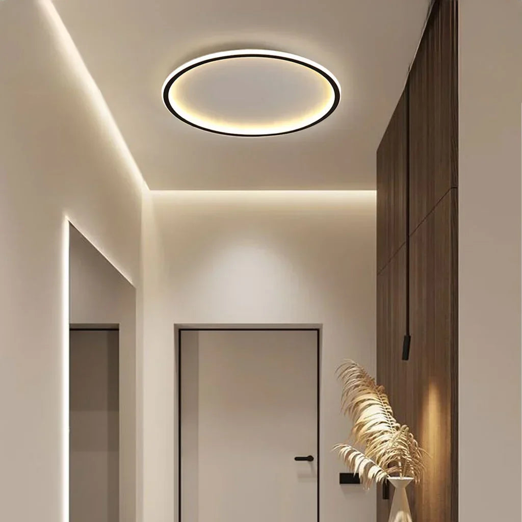 Ceiling Light Metal LED 12 in White Black Modern Living Room Bedroom Pendant Lamp Adjustable Color Temperatures | Kalsten