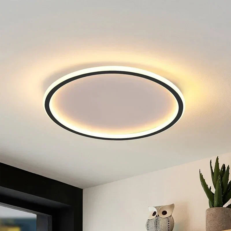 Ceiling Light Metal LED 12 in White Black Modern Living Room Bedroom Pendant Lamp Adjustable Color Temperatures | Kalsten