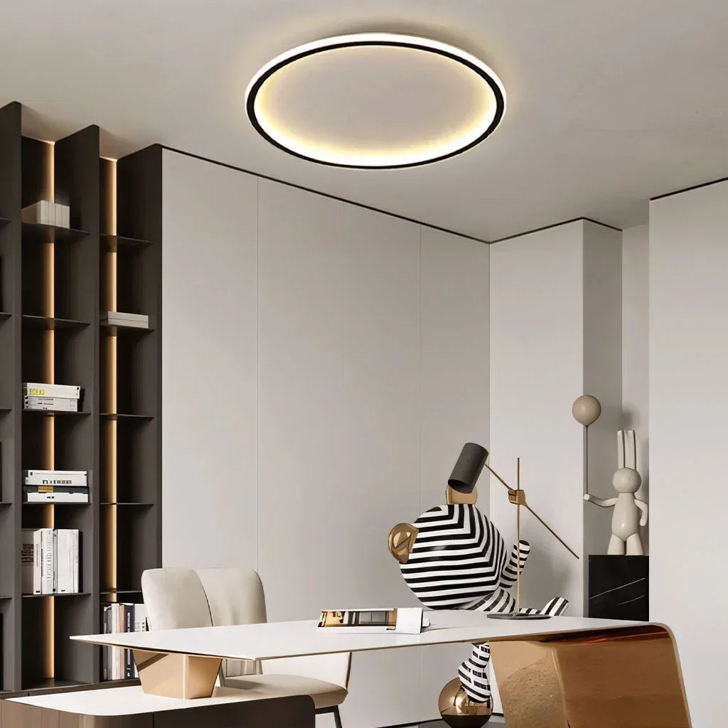 Ceiling Light Metal LED 12 in White Black Modern Living Room Bedroom Pendant Lamp Adjustable Color Temperatures | Kalsten