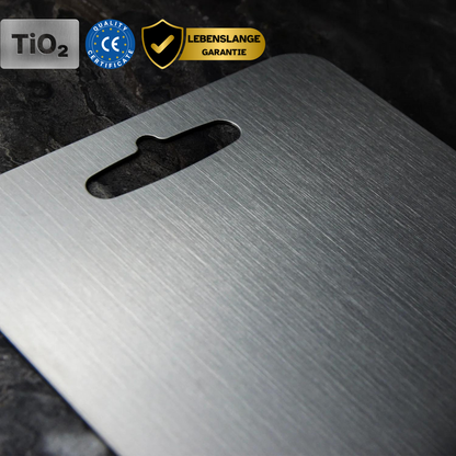 Skanto | Medical Grade Titanium Cutting Board | Durable, Non-Porous Surface for Safe Cooking & Kitchen Use