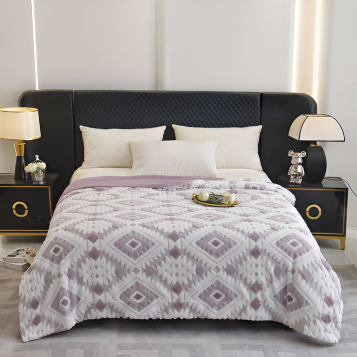 Double Layer Geometric Throw Blanket – Soft Cotton-Poly Blend for All-Season Comfort, Machine Washable, Ideal for Beds and Sofas 3