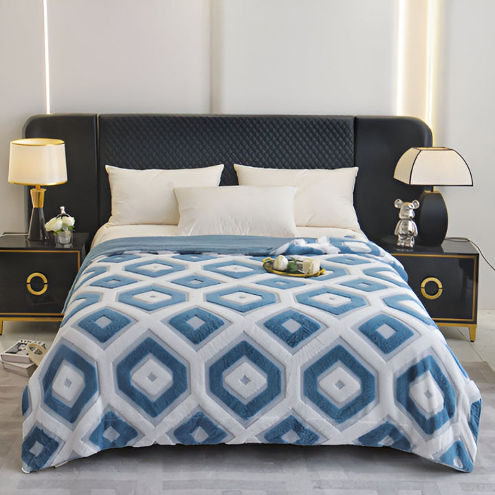 Double Layer Geometric Throw Blanket – Soft Cotton-Poly Blend for All-Season Comfort, Machine Washable, Ideal for Beds and Sofas 5