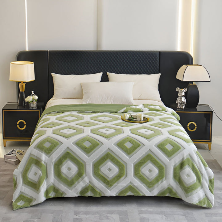 Variant image for Double Layer Geometric Throw Blanket – Soft Cotton-Poly Blend for All-Season Comfort, Machine Washable, Ideal for Beds and Sofas-13