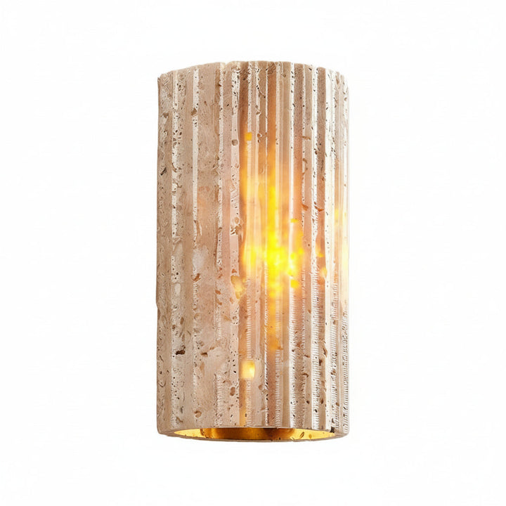 LED Wall Sconce Light – Modern Minimalist Natural Travertine Stone (16.5x9cm / 6.5x3.5in) | Kalsten