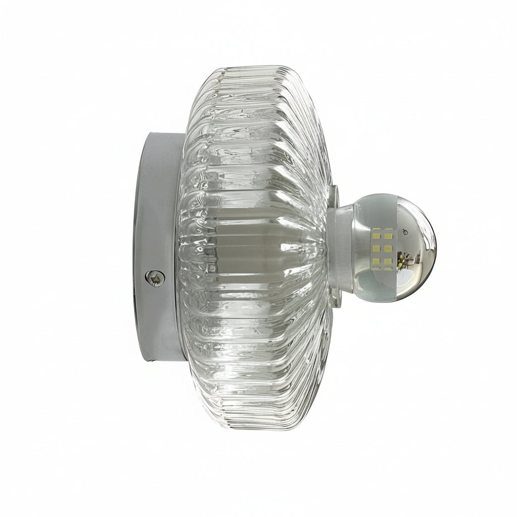 LED Wall Sconce Light – Modern Medieval Round Glass Chrome (15x12cm / 5.9x4.7in) | Kalsten