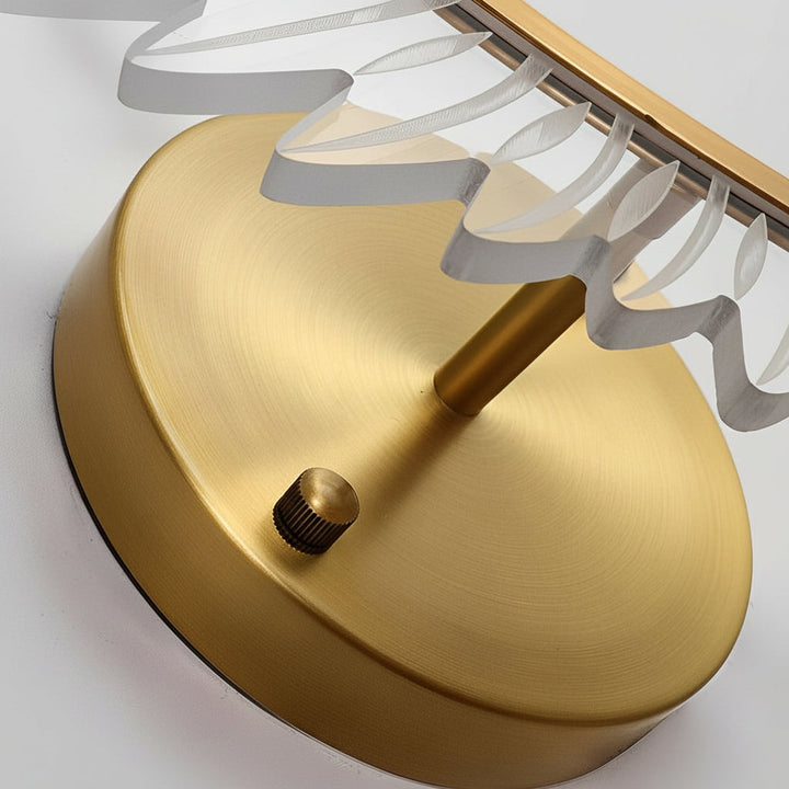 LED Wall Sconce Light – Modern Acrylic Feather Copper Leaf (40x15cm / 15.7x5.9in) | Kalsten