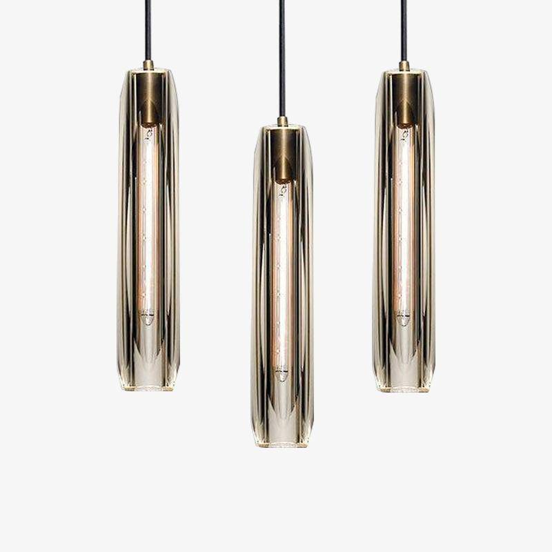 Pendant Light Glass Cylinder 15 in Adjustable Hanging Bedroom Dining Room Ceiling Fixture Modern Minimalist Lighting | Kalsten