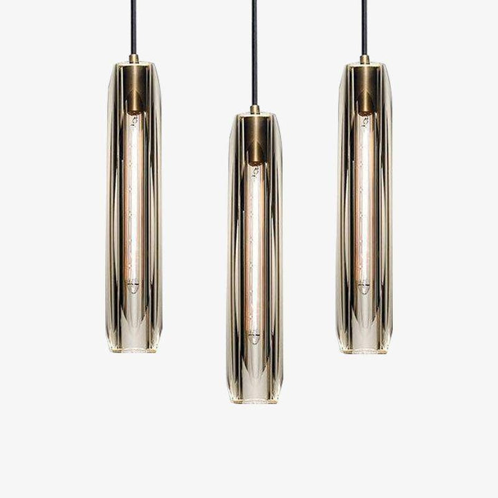 Pendant Light Glass Cylinder 15 in Adjustable Hanging Bedroom Dining Room Ceiling Fixture Modern Minimalist Lighting | Kalsten