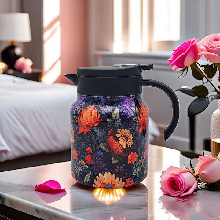 Kalsten | Vintage Floral Pattern Tea Thermos – Built-In Infuser