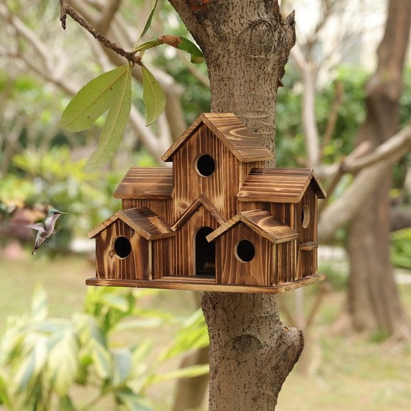 Handmade Wooden Birdhouse – 6 Holes