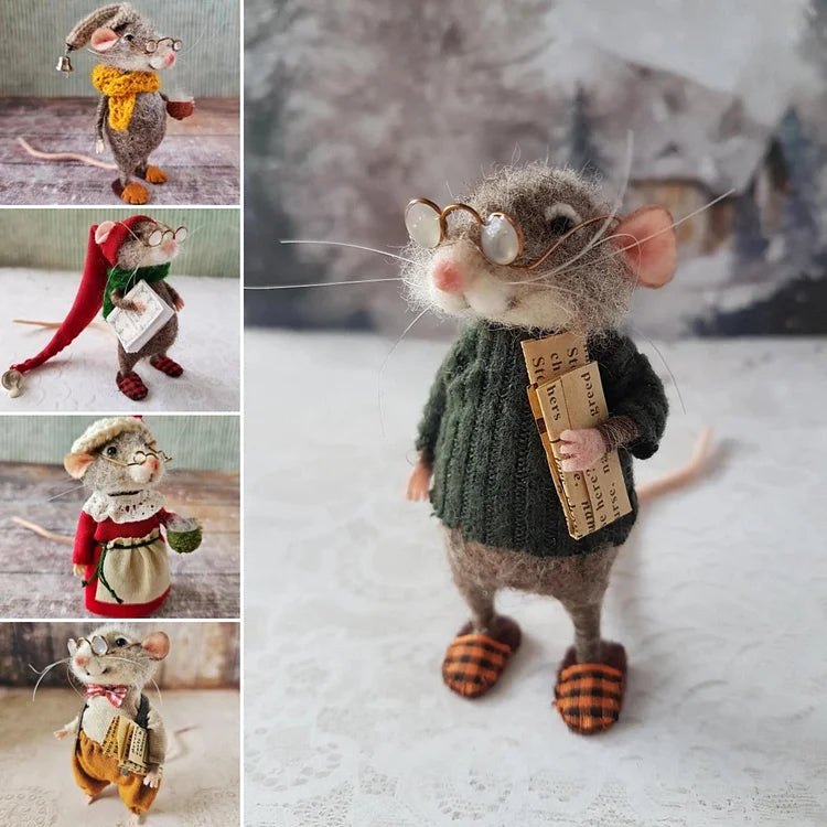 Kalsten | Handmade felt mouse | Christmas decoration & gift idea | Needle felted from wool & fabric | Sustainable