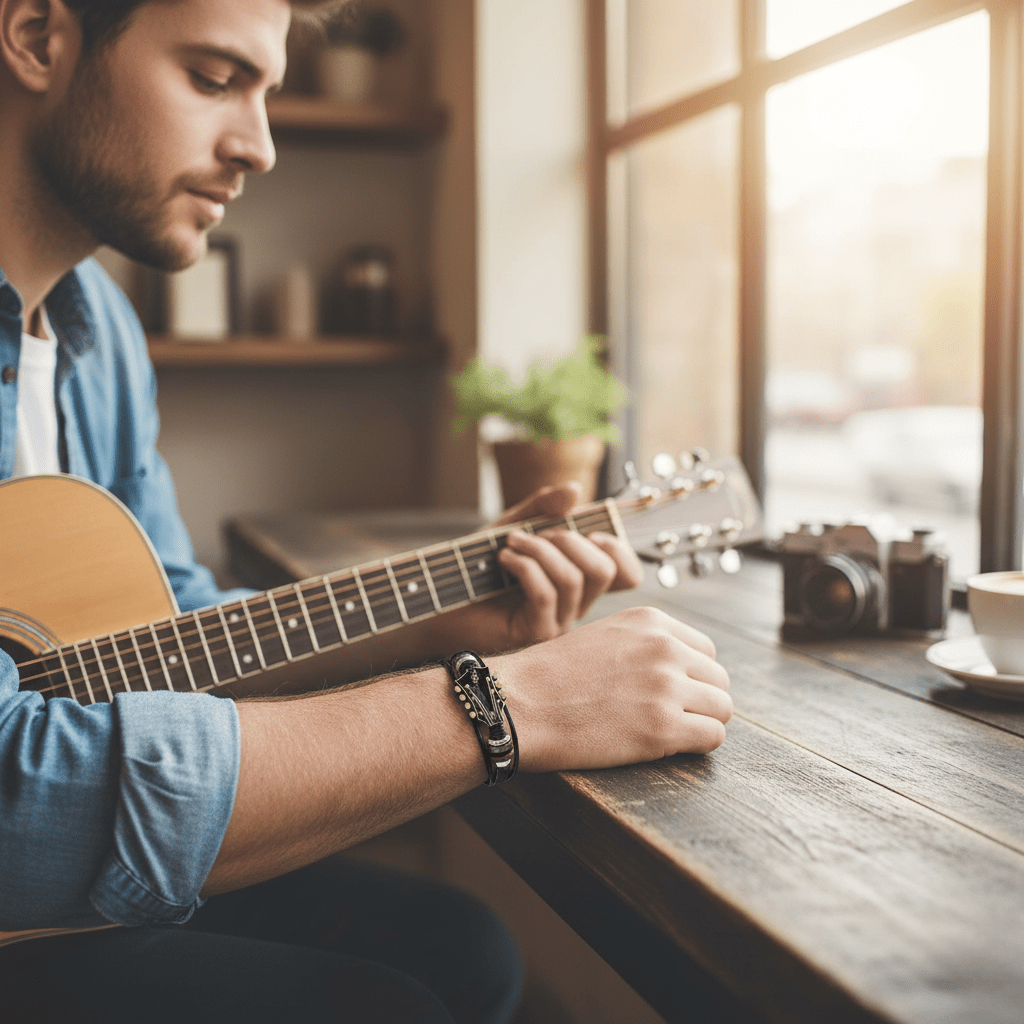 Kalsten | Leather Bracelet with Guitar-Inspired Design