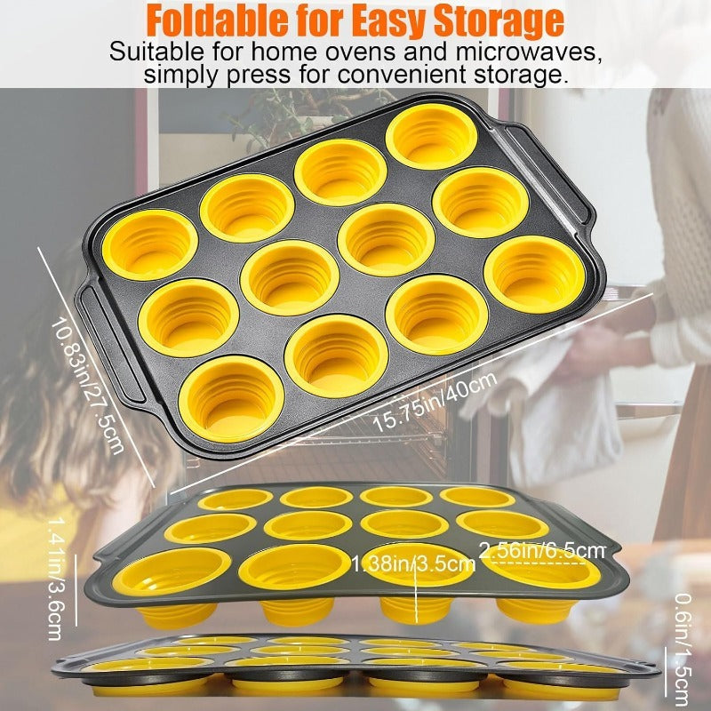 Kalsten | Press-Release Silicone Muffin Pan with Sturdy Metal Frame