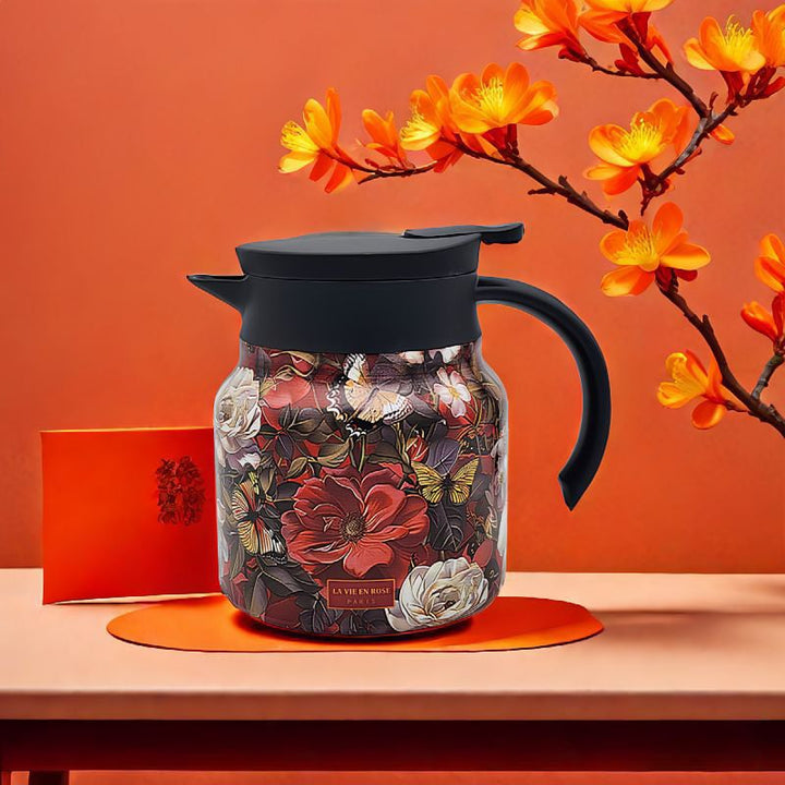 Kalsten | Vintage Floral Pattern Tea Thermos – Built-In Infuser