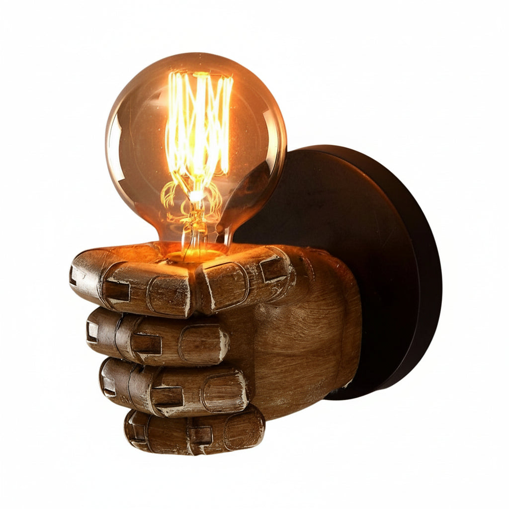 Retro Industrial Fist Wall Sconce – Creative Hand-Shaped Art Deco Wall Lamp - E27, Black | Kalsten