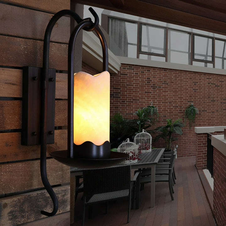 LED Wall Sconce Light – Modern Candlestick Iron Marble Texture (50x18cm / 20x7in) | Kalsten