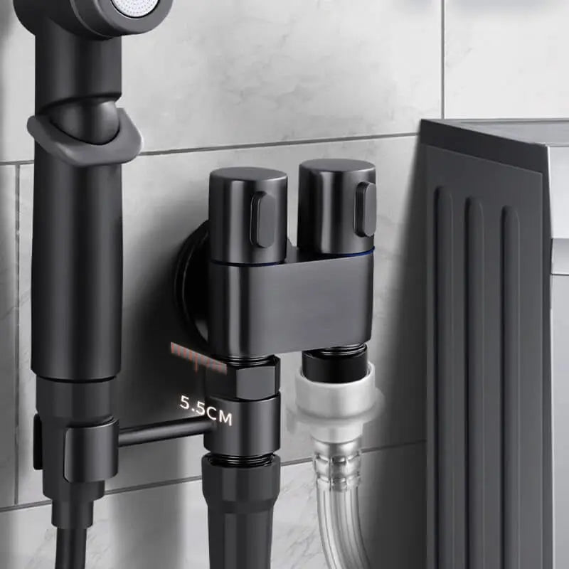 Kalsten | Double control valve made of brass – Water supply with matte black finish