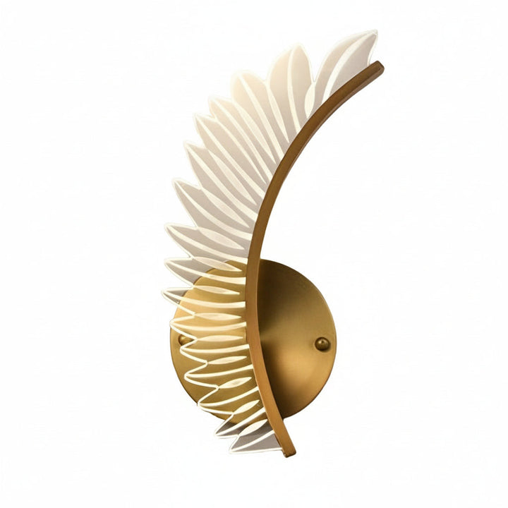 LED Wall Sconce Light – Modern Acrylic Feather Copper Leaf (40x15cm / 15.7x5.9in) | Kalsten