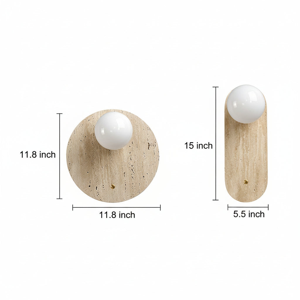 Travertine Wall Sconce – Wabi-Sabi Yellow Natural Stone G9 LED (12-20cm) | Kalsten