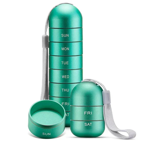 Kalsten | MediSafe Weekbox – Waterproof Aluminum Pill Organizer with 7 Compartments