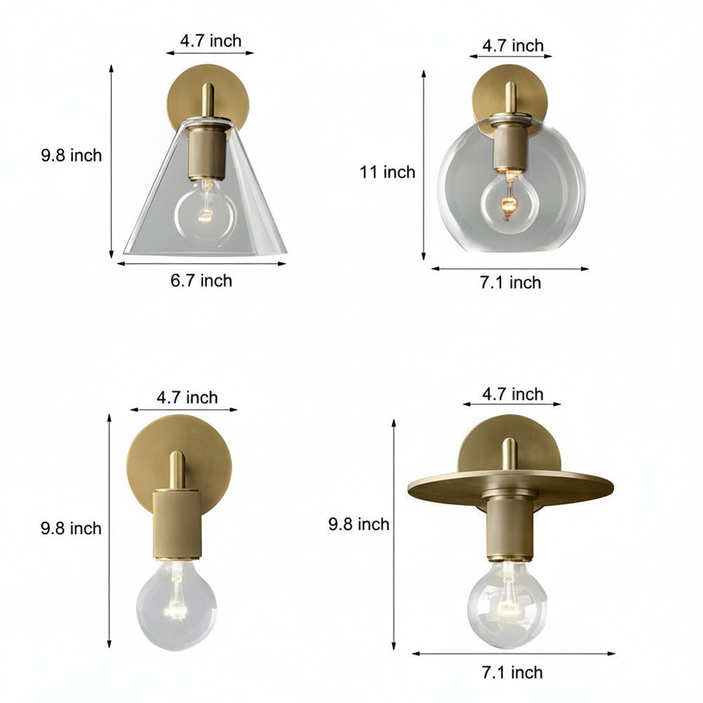 LED Wall Sconce Light – Modern Postmodern Gold Glass Minimalist (25x12cm / 9.8x4.7in) | Kalsten