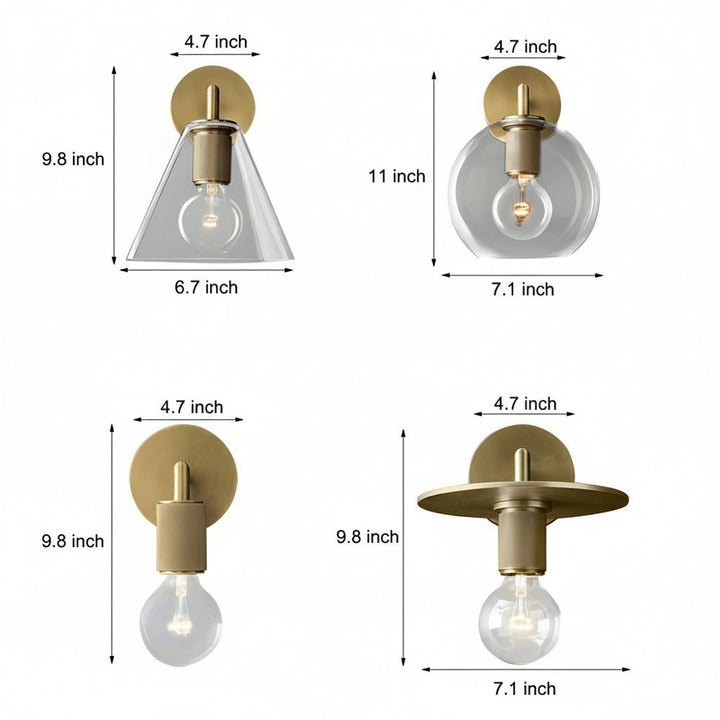 LED Wall Sconce Light – Modern Postmodern Gold Glass Minimalist (25x12cm / 9.8x4.7in) | Kalsten