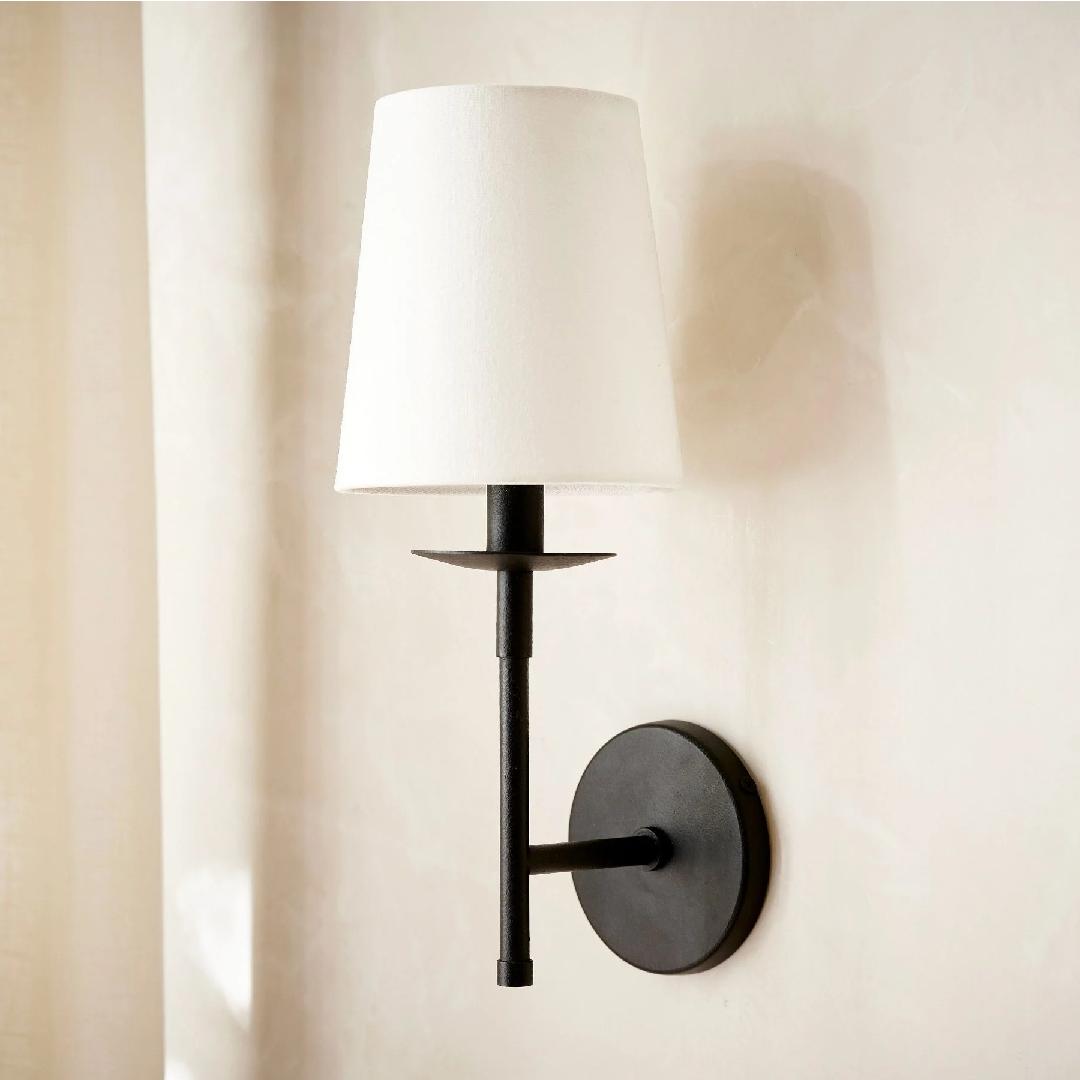 Freyza | Lodge Brass Fabric Wall Light | Kalsten