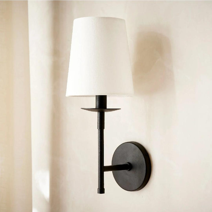Freyza | Lodge Brass Fabric Wall Light | Kalsten