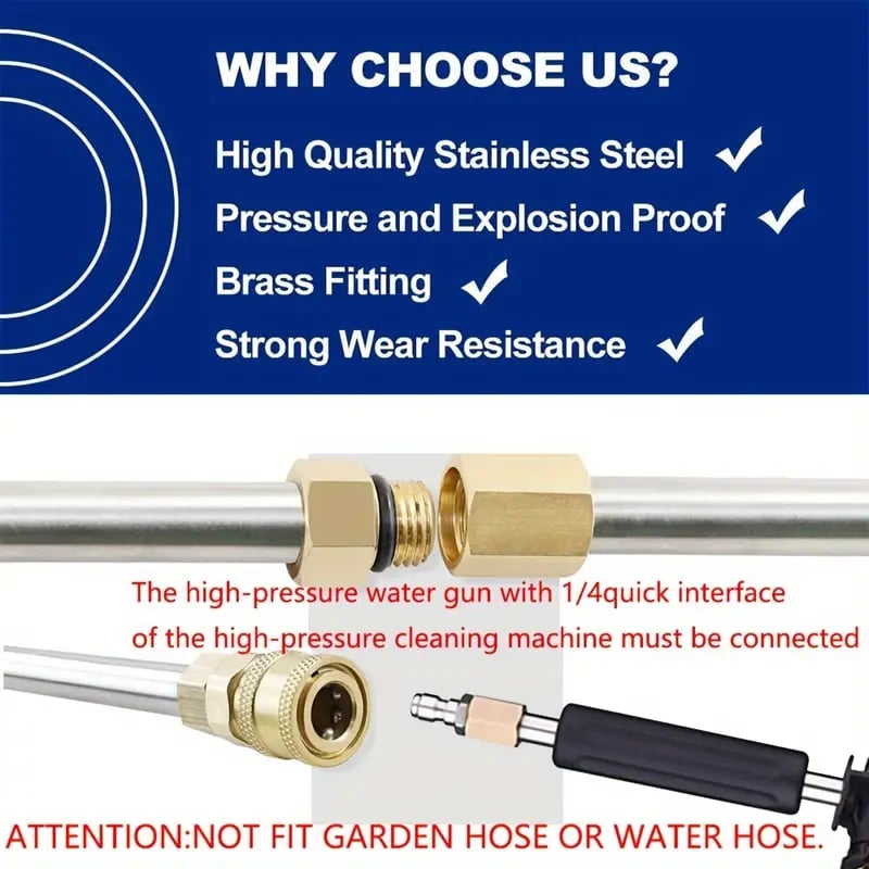 Kalsten | 4000 PSI Telescoping High Pressure Washer Wand Set for Gutter & Roof Drainage & Walls Cleaning