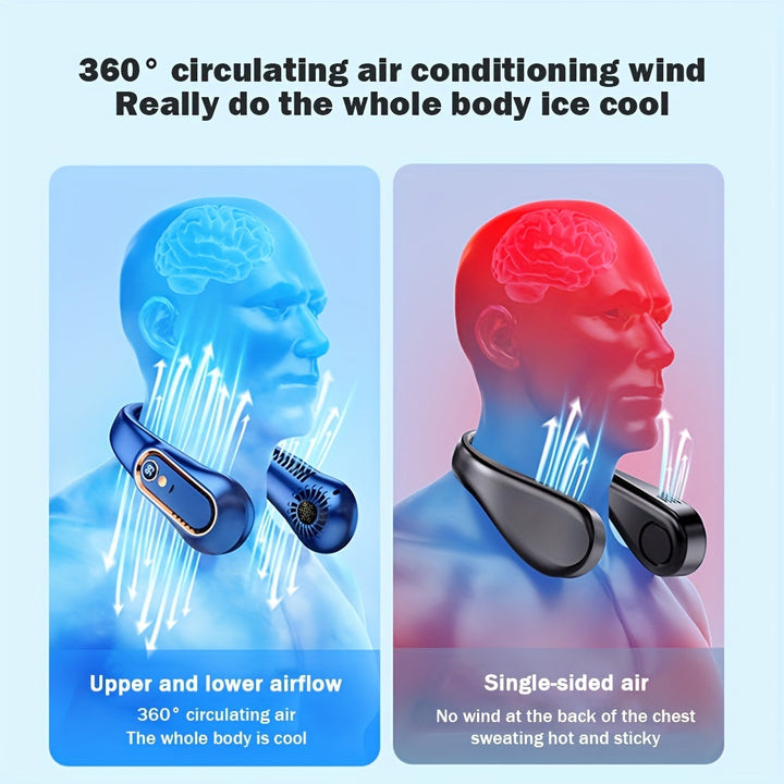 Stay Cool And Comfortable With This USB Rechargeable 5-Speed Adjustable Neck Fan - Digital Display & Bladeless! | Kalsten