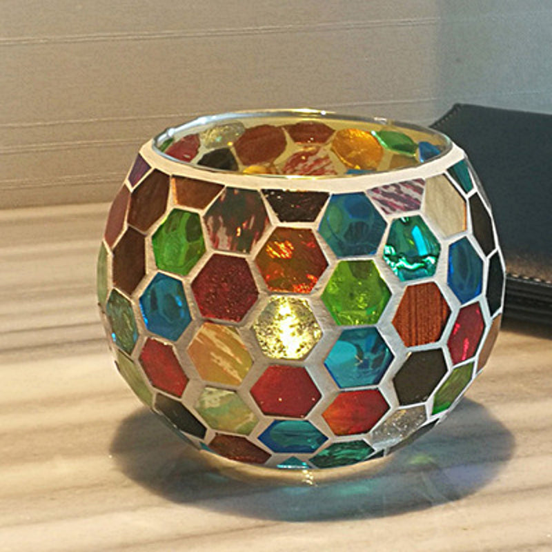 Kalsten | European Retro Glass Mosaic Tealight Holder