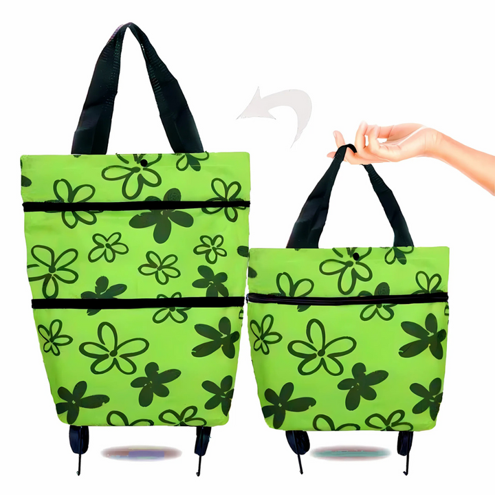 Foldable shopping trolley with expandable wheels | Kalsten