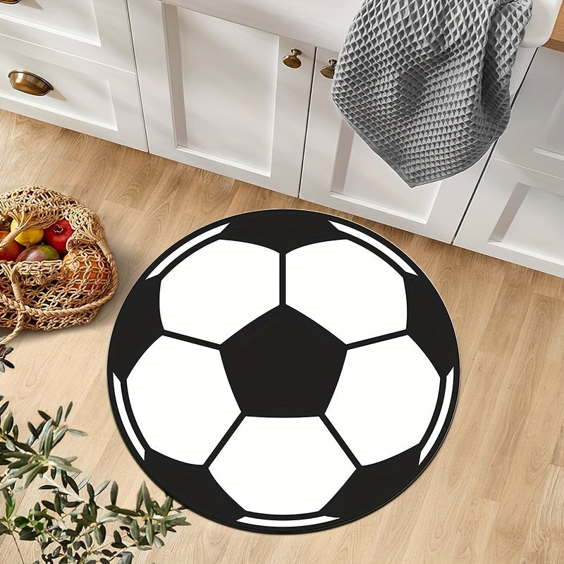 Round football rug with non-slip bottom – Sporty rug for children's room & living room | Kalsten