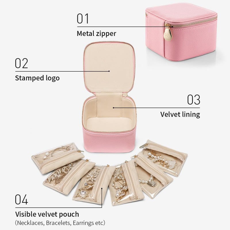 Jewelry box with 12 zipper compartments | Kalsten
