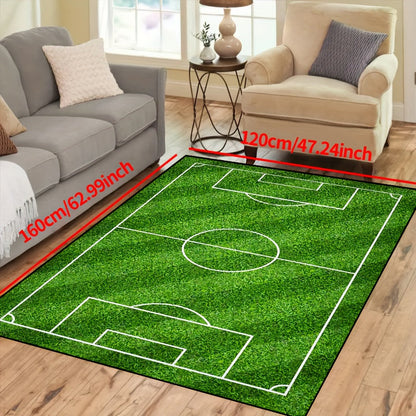 BowLift | Football Field Pattern Carpet - non-slip washable lounge mats for living room, bedroom, garden or gaming room