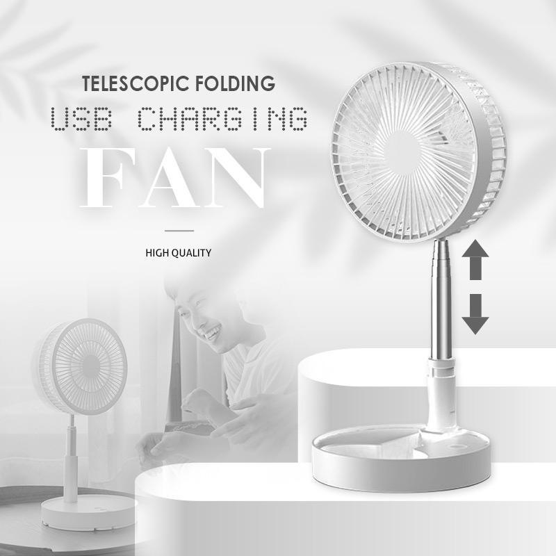 Rechargeable, foldable USB telescope fan – quiet, 180° adjustable, 4 speed levels, portable ✨ | Kalsten