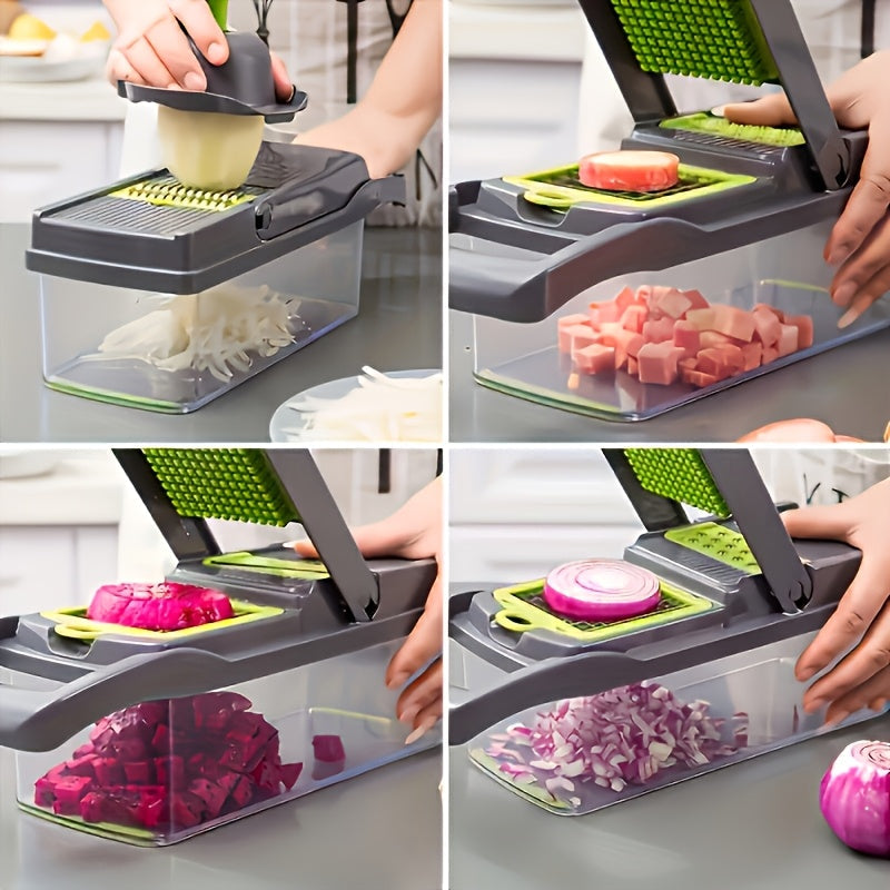 Multifunctional Vegetable Cutter 16-in-1 with Catch Container | Kalsten