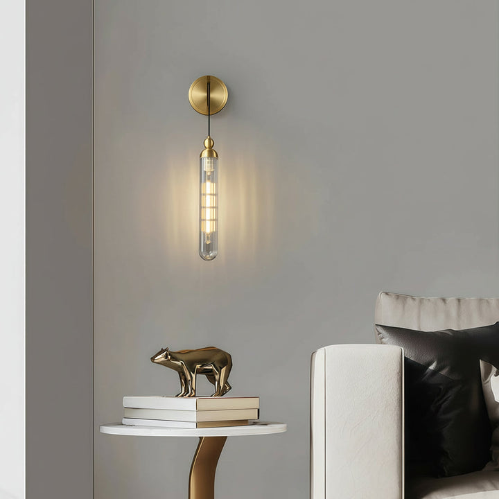 LED Wall Sconce – Minimalist Brass Glass Globe Pendant G9 (12x45cm) | Kalsten