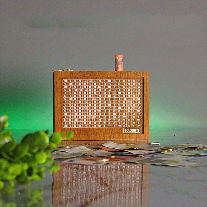 Wooden cash register with engraved figures | Kalsten