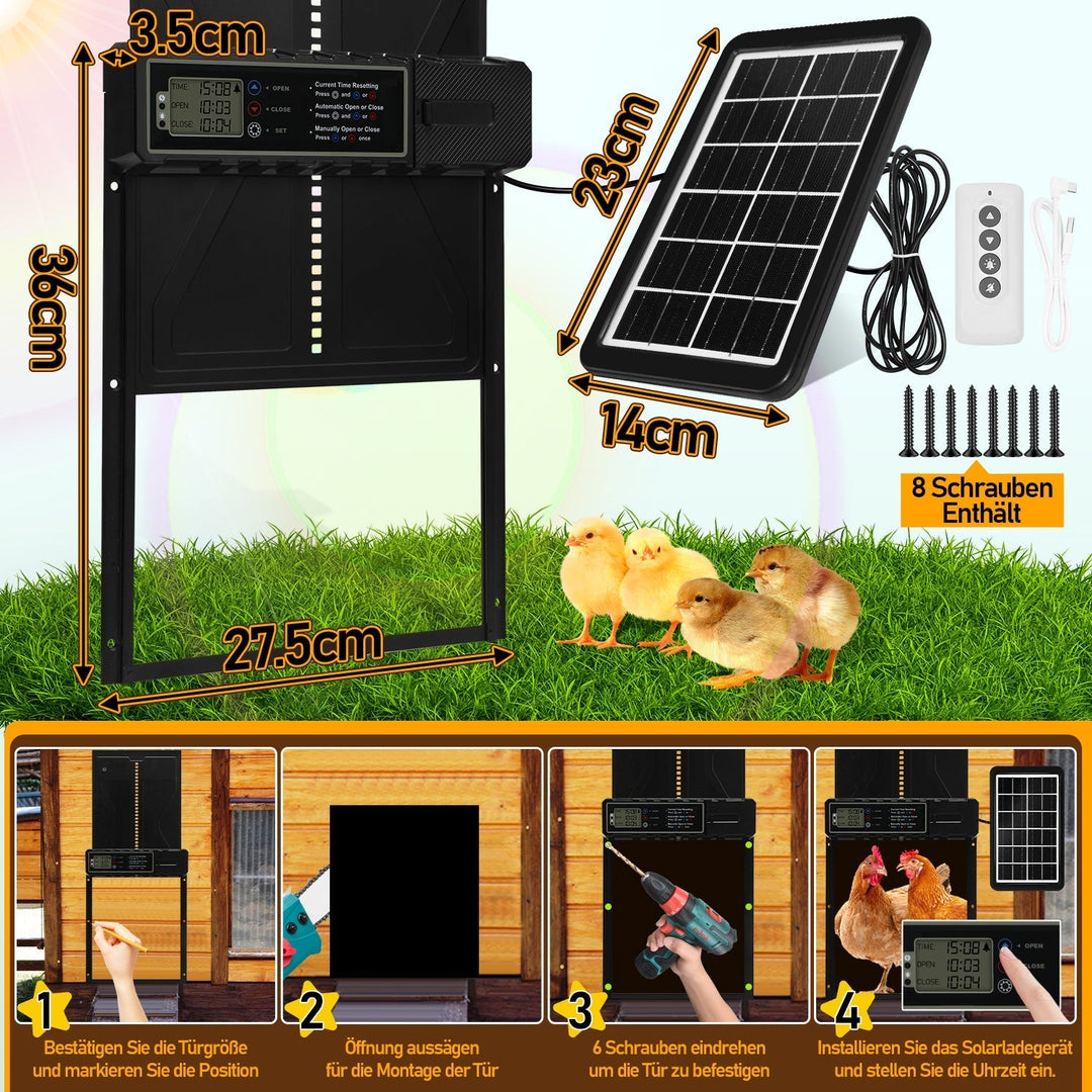 Electric Chicken Coop Door Solar with LED Display and Remote Control | Kalsten