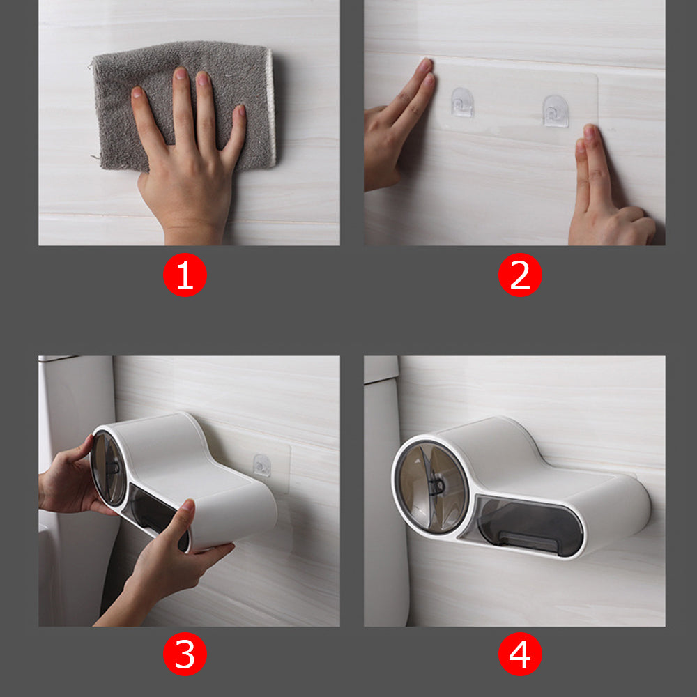 DroogHoud Self-Adhesive Toilet Paper Holder – Waterproof Wall Solution with Extra Storage Space | Kalsten