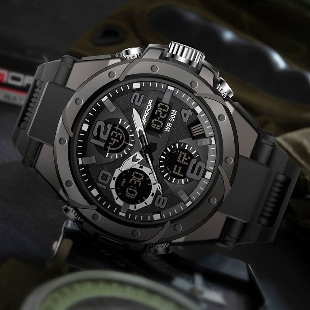 Skanto | Men's Military Watch with Analog Digital Display and Features