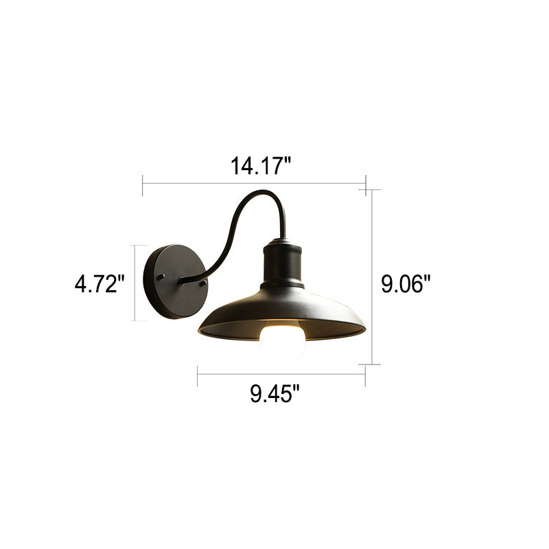 Retro Loft Dome Iron Outdoor Waterproof 1-Light Bent Arm Wall Sconce Lamp | Kalsten