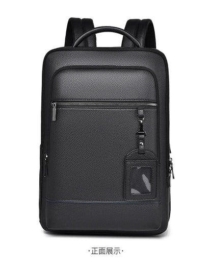 Skanto | Elegant Leather Backpack for Men/Women with USB Port for Laptop and Everyday Use, 15.6 Inch, Black