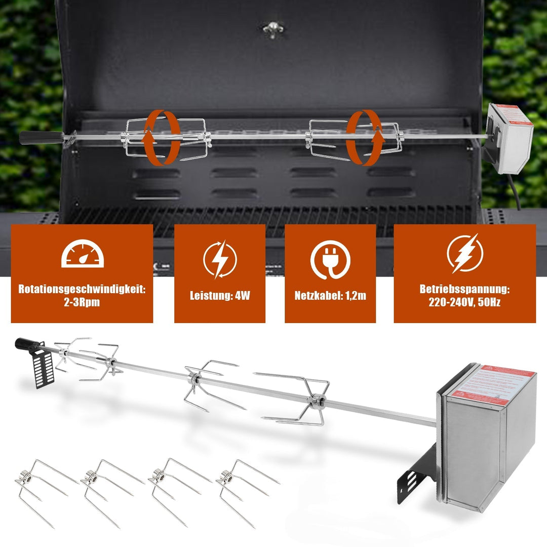 BBQ Grill Skewer Stainless Steel Motor 4x Meat Needle | Kalsten