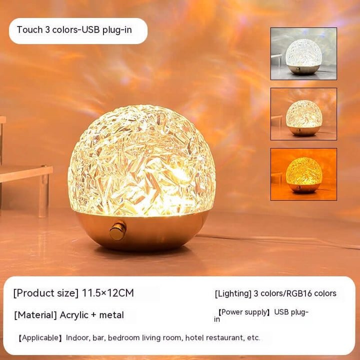 New Water Ripple Projector Night Light Crystal Mood Lamp Bedside Home Bedroom Decoration Aesthetic Christmas Gift Sunset Lights | Kalsten