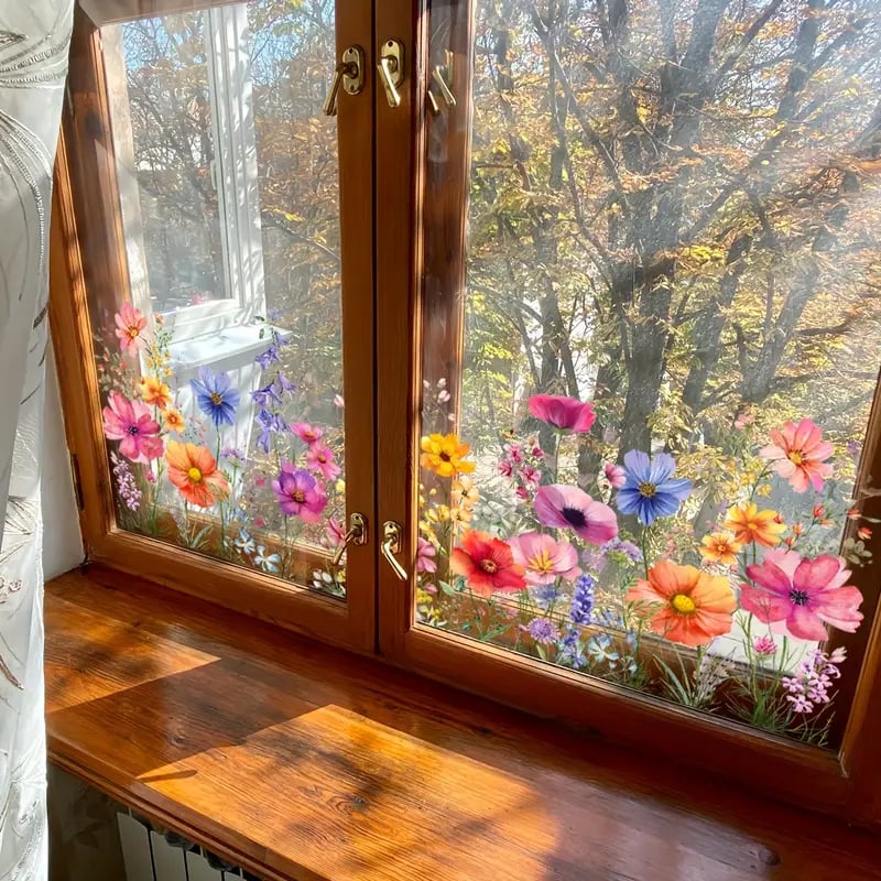Kalsten | 💐 Colorful Floral Bouquet Window Sticker 🖼️ (Removable without leaving marks)